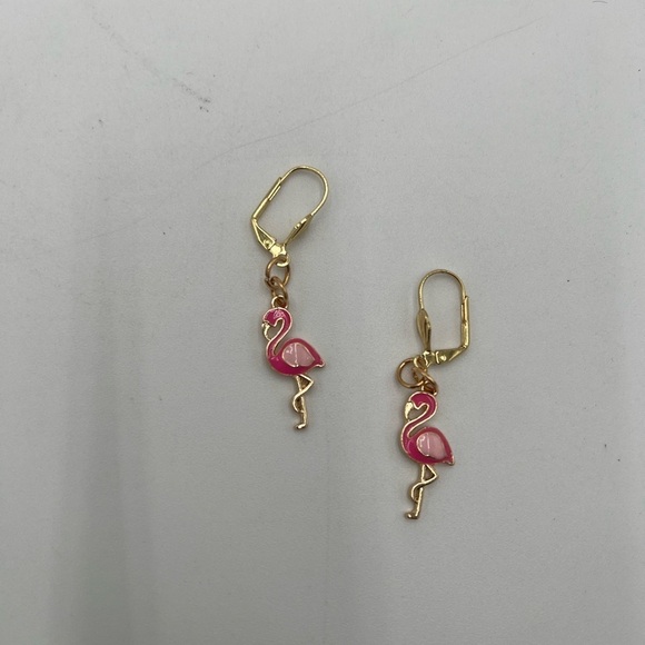 Flamingo Dangle Earrings – Trendy Tropical Jewelry - Picture 3 of 3